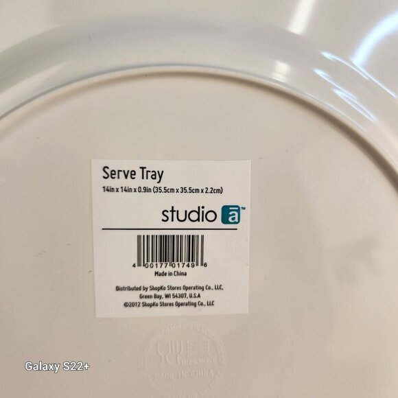 Studio A Melamine Serve Tray Plate 14"x14"x0.9" Blue & Yellow Floral Design Dura - Picture 4 of 5